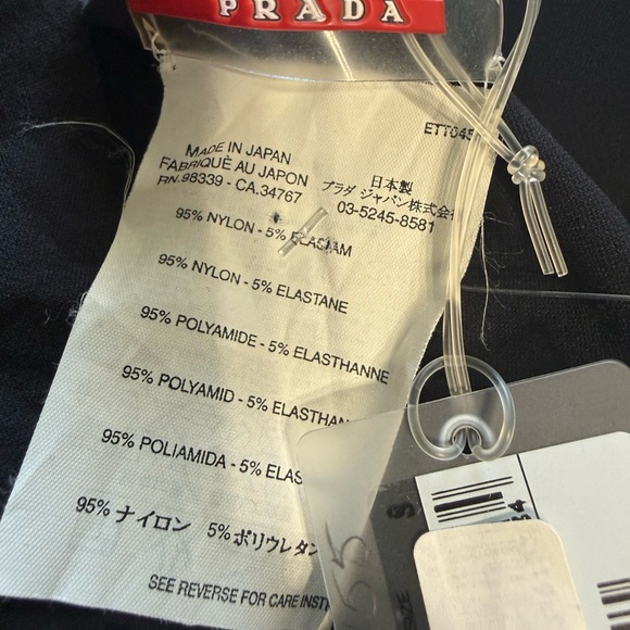 Prada Girocollo Jersey Intero Short Sleeve Top | Size S | Dark Blue / Black - Picture 10 of 15